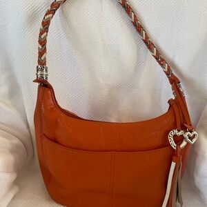 Brighton Orange Hobo Bag with Braided Handle
